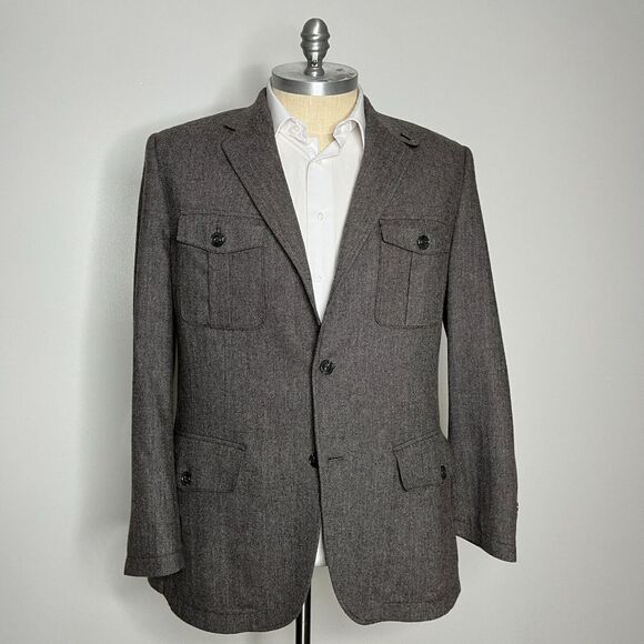 Blazer Homme Tasso Elba En Tweed Gris - Taille US L - Neuf Avec étiquettes